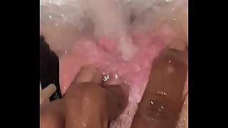 BDSM couple daddy helping his b. girl cum with water on her pussy