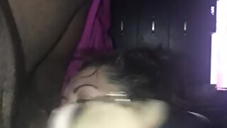 Girlfriend flashlight and job while she sucking my balls