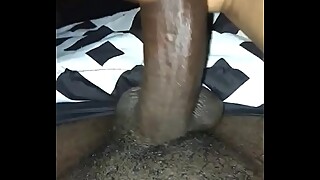 Jerking my big black dick to my uncle wife