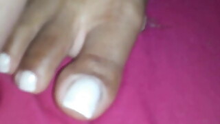 Hidden cam Handjob and feet write french nail