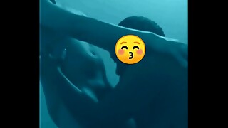 Busty Ebony girlfriend giving blowjob