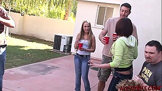 Tori Black in frat house cock fest with her anal girlfriend