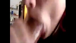 asian gf inside sucking bf bbc while her father is outside mowing the lawn
